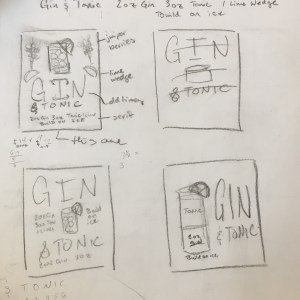 Gin & tonic rough sketches by Kate Brady