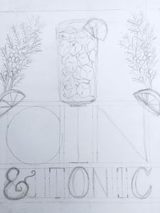 Gin & Tonic Rough Sketch by Kate Brady