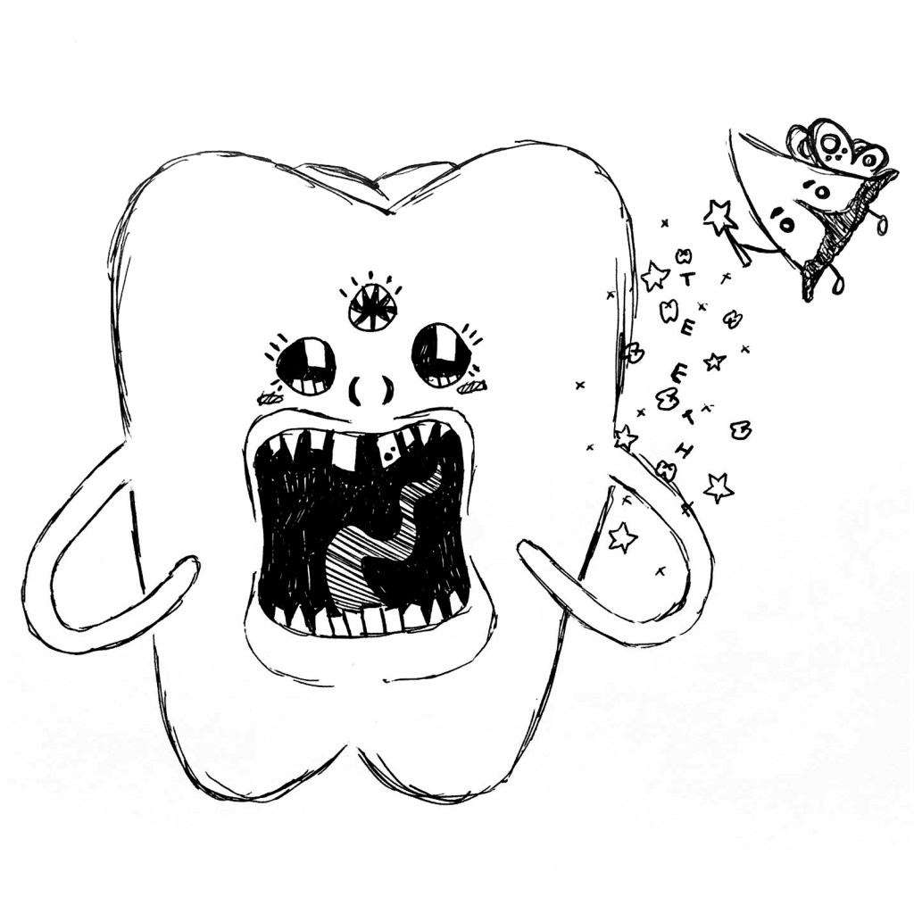 Illustration of a Tooth being visited by the Teeth Fairy